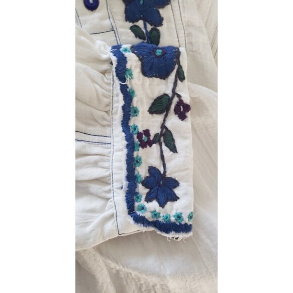 NEW FREE PEOPLE MORE TO COME EMBROIDERED LONG SLEEVE IVORY MINI DRESS LARGE - Picture 9 of 13